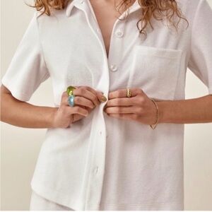 Reformation White Short Sleeve Button-Up Shirt